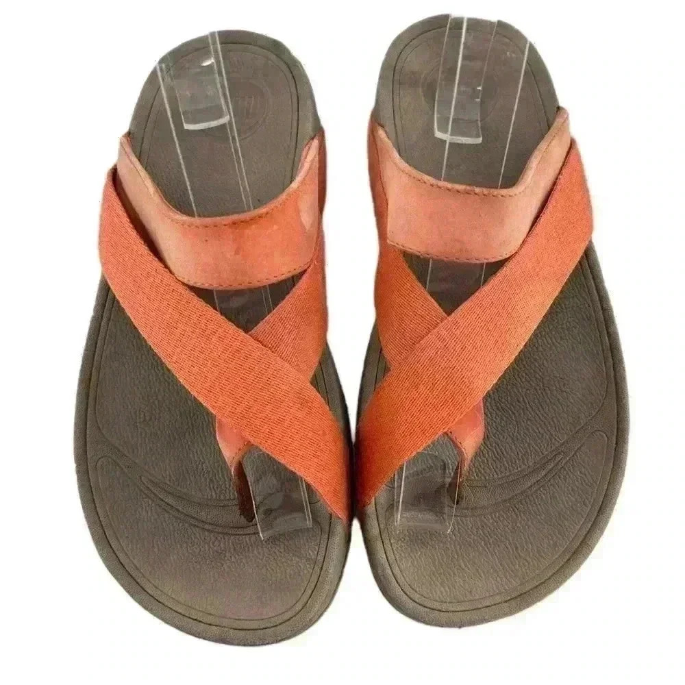 Fitflop womens sandals size 5 36 coral suede flatform orthopedic walking - Picture 2 of 12
